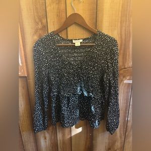Urban Romantics long sleeve black and white cheetah print shirt